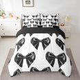 thumbnail image 2 of Manfei Black Bow-tie Bedding King Size, Kawaii Cartoon Bed Set, Dreamy Princess Reversible Bedding Sets King Size, Super Cozy Bedroom Decoration, 7pcs, 2 of 7