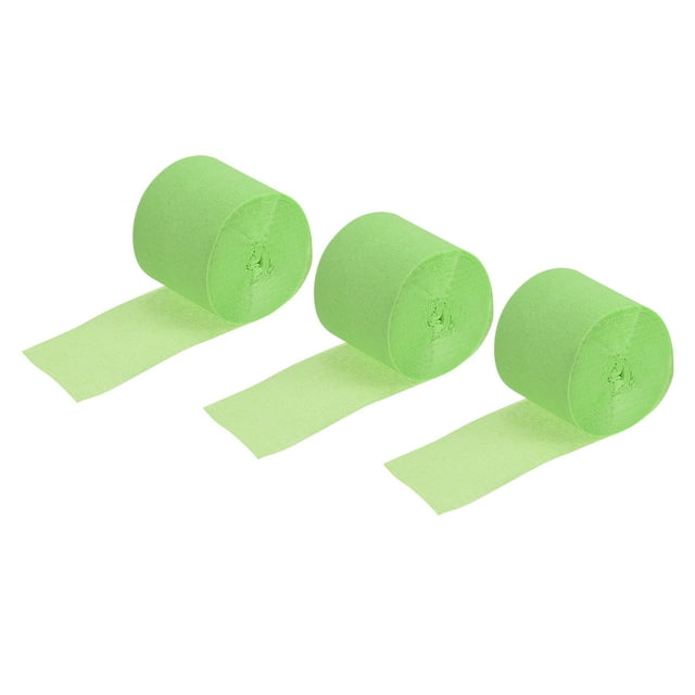 Unique Bargains Crepe Paper Streamer 32ft Long 1.37 Inch Wide, Light Green 3 Pack