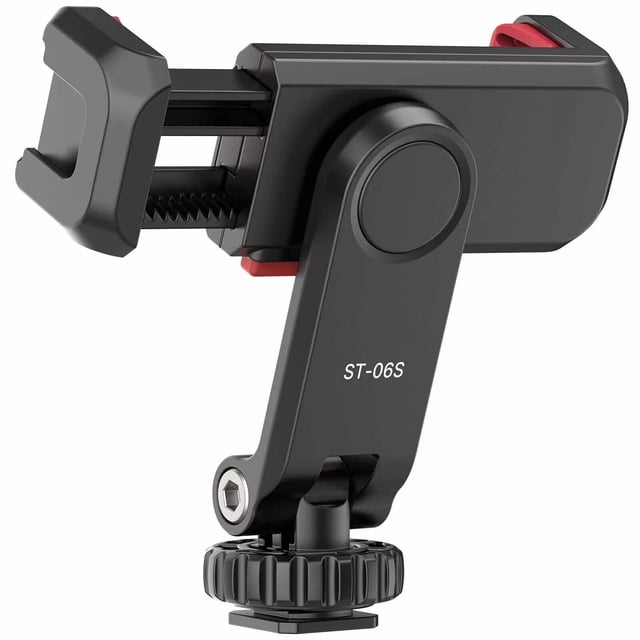 Universal Smartphone Tripod Mount Adapter with Cold Shoe 360 Rotating Adjustable Phone Clip Holder Compatible with Devices