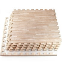 HomeCube USA 24" x 24" Light Oak Foam Interlocking Floor Mats, 4 Piece