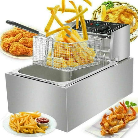 

WUZSTAR 1700W Electric Deep Fryer Stainless Steel Single Tank Restaurant Home Oil Frying Pot Kitchen Frying Machine 6.3QT/6L