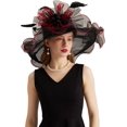 thumbnail image 1 of Women's Kentucky Derby Church Dress Hat Wide Brim Leaf Flower Bridal Shower Hat, 1 of 5