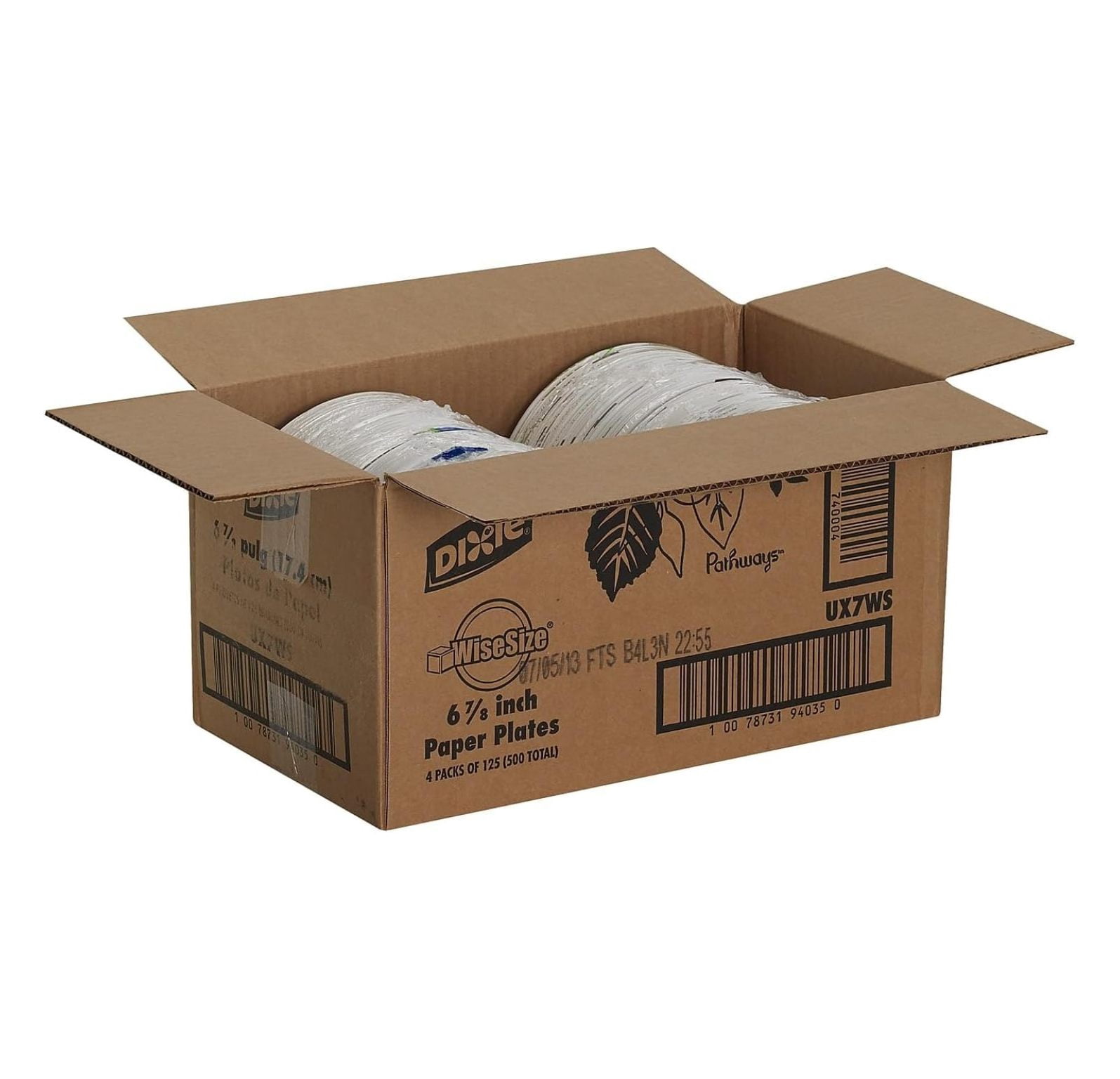 Pathways Medium-Weight Paper Plates, 6 7/8-inch, 500/Carton (UX7WS)