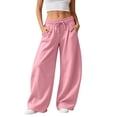 thumbnail image 2 of Stralyhd Wide Leg Womens Sweatpants Loose Fit High Waisted Lounge Pants Winter Sweat Trousers Casual Fashion Outfits with Pockets Pink XXL, 2 of 4