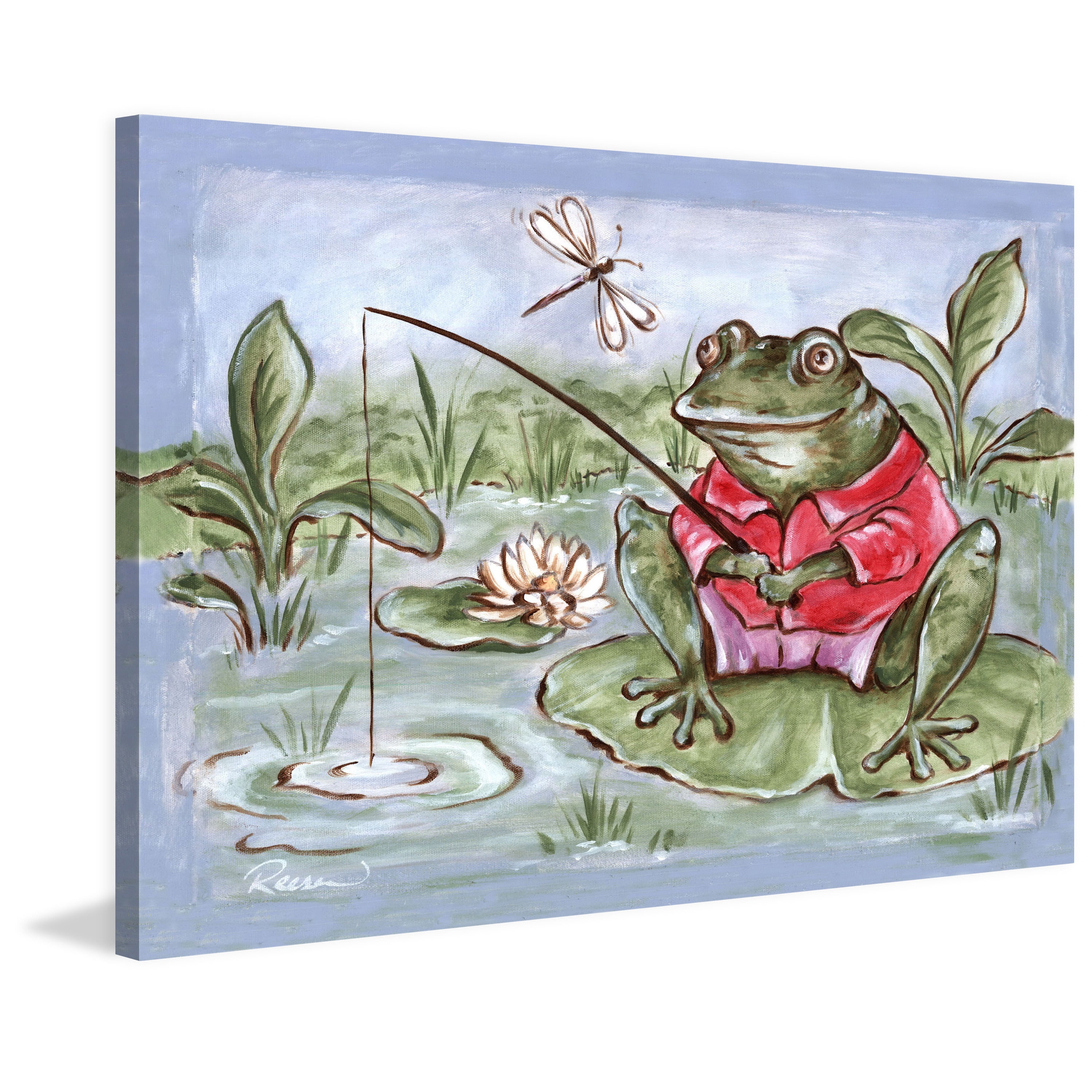 Marmont Hill "Freddie Gone Fishing" by Reesa Qualia Painting Print on Wrapped Canvas