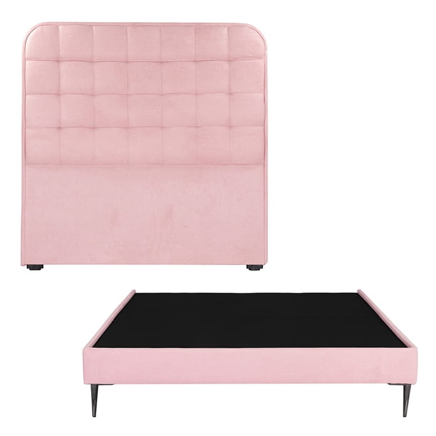 Recámara Matrimonial Creta Rosa con Cabecera + Base Cama Slim
