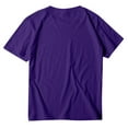 thumbnail image 4 of B91xZ Hauts Grande Taille pour Femmes Col Rond Chemises Manches Courtes Amples Tunique Unie, Violet 3TG, 4 of 4