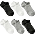 thumbnail image 3 of Veting Kids Ruffle Trim No Show Ankle Socks, Soft Breathable Cotton Blend Frilly Low Cut Socks for 5-9 Year Old Children Daily School Casual Wear White,White, 3 of 3