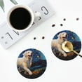thumbnail image 4 of Picia Vintage Starry Sky Labrador A Printed Leather Coasters for Drinks, 4" Drink Coasters Set of 4 for Tabletop Protection, Handmade Luxurious Home Décor and Housewarming Gift -Round Shape, 4 of 6