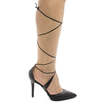 Isabel35 by Breckelle's, Pointed Toe Leg Wrap Stiletto High Heel Dress (Best Celebrity Legs In High Heels)