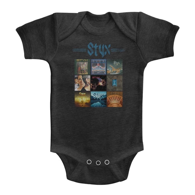 Styx Album Grid Vintage Smoke Infant Baby Romper Creeper Snapsuit