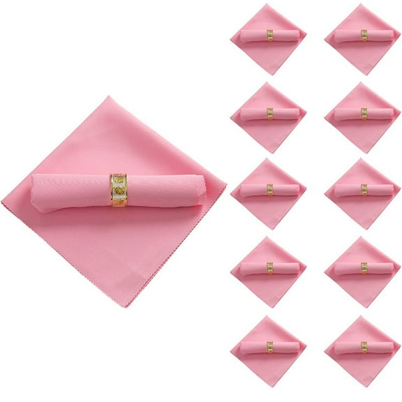 10Pcs 48X48cm Polyester Cloth Napkins for Restaurant Wedding Banquet Dinner , Pink