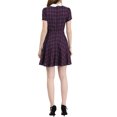 thumbnail image 3 of MODA NOVA Junior's Peter Pan Collar Puff Sleeves Above Knee Plaid Grid Dress, 3 of 6