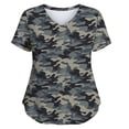 thumbnail image 4 of Women's Shirts Women's Camo V Neck Short Sleeve T Shirt Women's Plus Size Sports Top Loose Fit for Casual Active Camouflage XL, 4 of 4