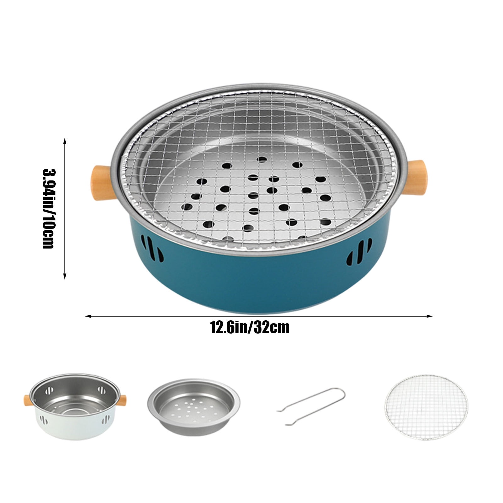 Gnmfd Round Outdoor Barbecue Grill, Portable Charcoal Fire Stove, Iron BBQ Grill for Garden Camping Beach Picnic, Vent Adjustable Cooking Surface, Easy Clean Stove for 3-5 People