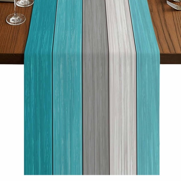 Table Runners 36 Inches Long Dress Scarves, Turquoise Wood Grain Farmhouse Kitchen Table Runner, Short Coffee Tablerunners, Country Retro Wooden Plank Gray 13x36 Inch