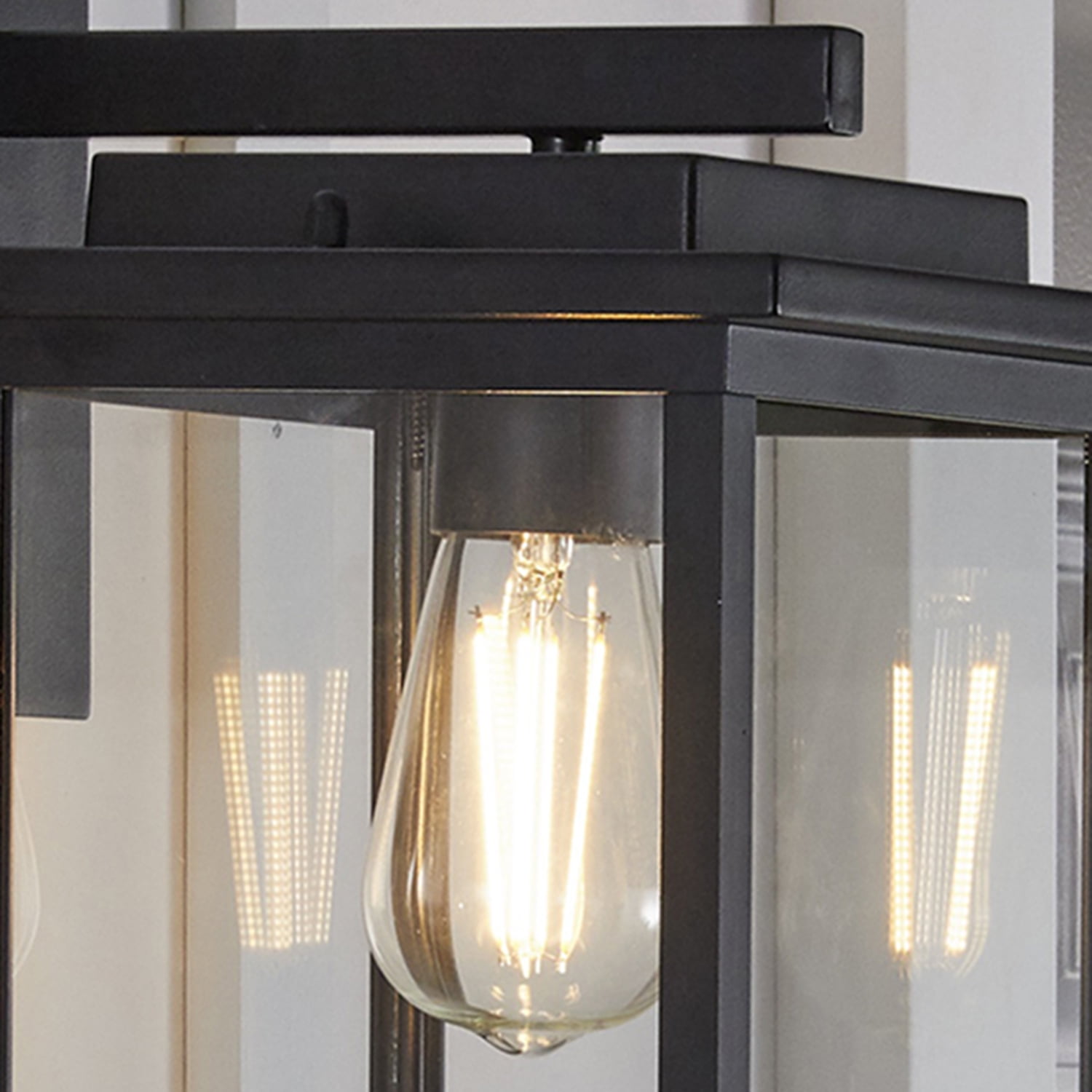 (2 pack) Better Homes & Gardens 15"H Modern Black Square Outdoor Wall Light, ST19 Bulb Not Included