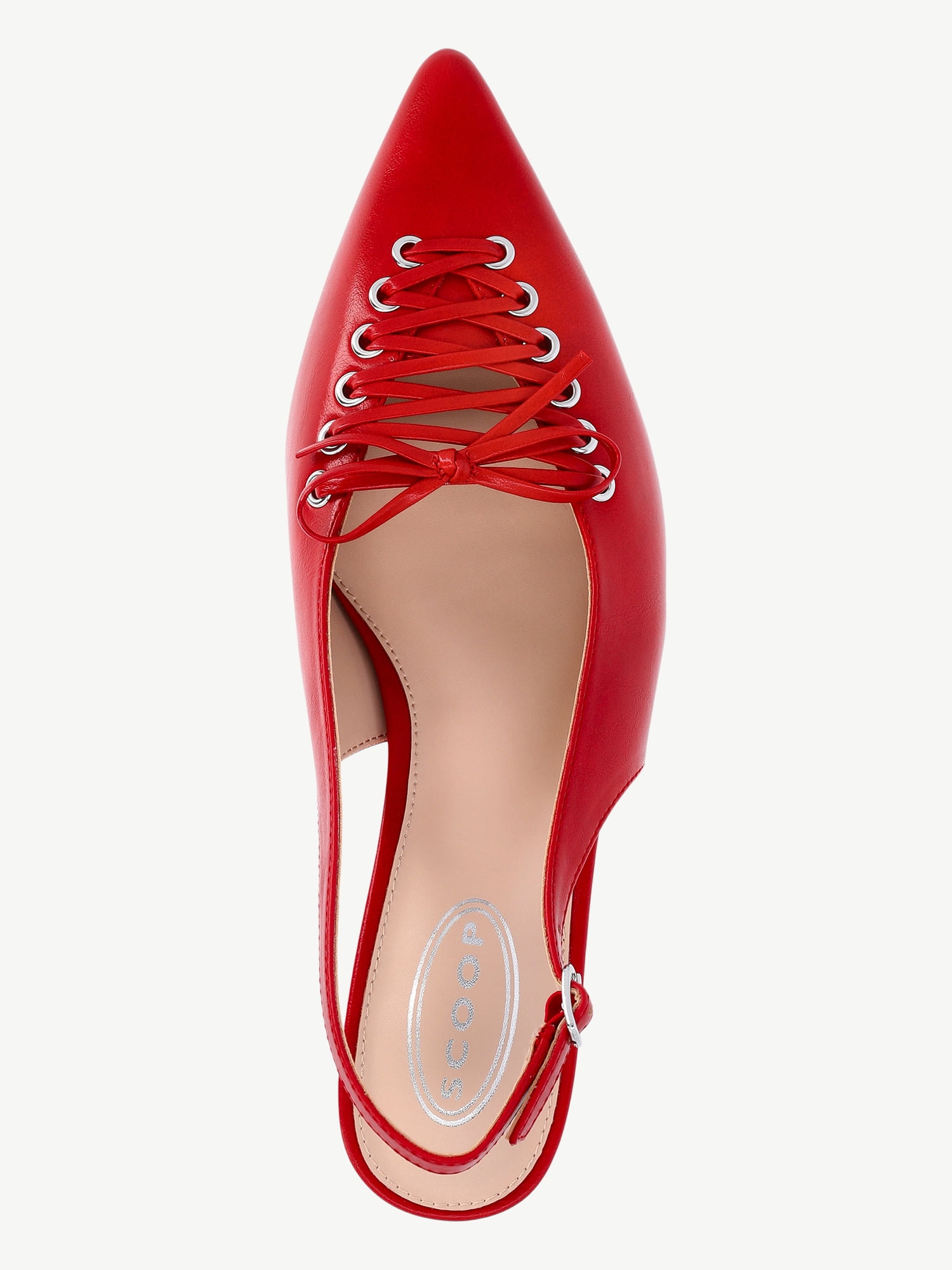 Scoop Women's Slingback Kitten Heels with Lace Up Accents