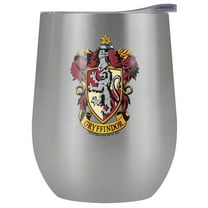 Harry Potter Official Gryffindor Crest 12 oz Stemless Tumbler, Stainless Steel Travel Cup|Lake Tumbler|Insulated with Leak Resistant Slide-Lock Lid, Stainless Steel
