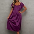 thumbnail image 2 of TrendOFT Nightgowns for Women Long Sleeveless Ruffle Night Gown Victorian Sleep Dress Satin Soft Night Dress Ladies Sleepwear Dark Purple One Size, 2 of 4