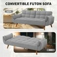thumbnail image 2 of Aukfa 75" Flared Arm Futon Convertible Sofa Bed, Tufted Sleeper Couch for Home Office, Linen, Gray, 2 of 8