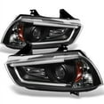 thumbnail image 2 of AKKON - For 11-14 Dodge Charger Black Bezel LED Daytime Running Lights Strip Tube Design [Factory HID Type] Projector Headlights, 2 of 7
