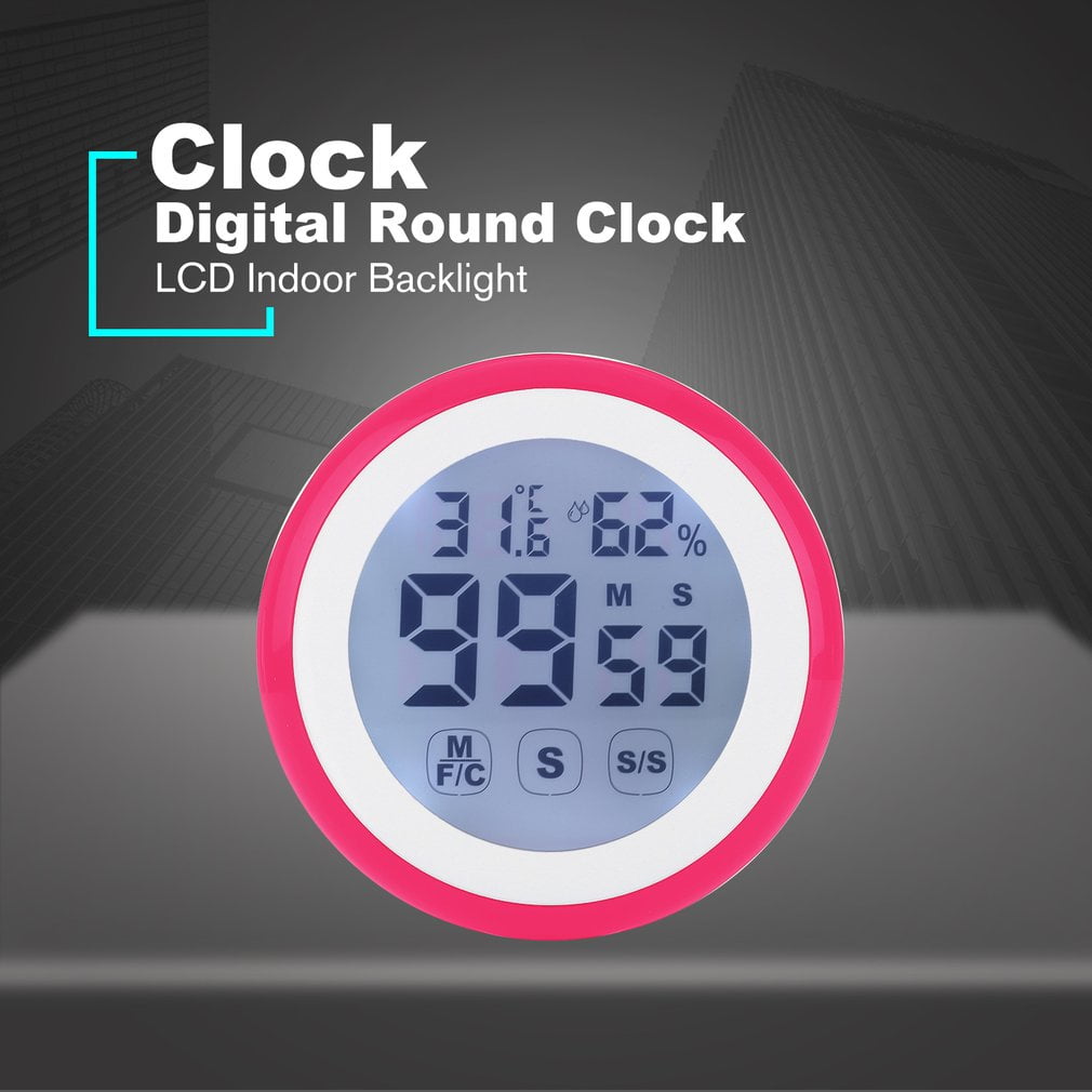 Backlight Touch Screen Hygrometer Time Temperature Clock Thermometer Black #ur 