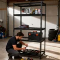 thumbnail image 3 of 5-Tier Storage Shelves, Heavy Duty Garage Shelving Unit, Adjustable Metal Shelves, Utility Rack, Boltless Assembly for Garage, Basement, Warehouse, 2250 lbs Capacity,  Black, 3 of 14