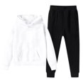 thumbnail image 2 of JIAYUE Girls 2-Piece Outfits Baggy Raglan Long Sleeve Solid Color Hoodies With Pocket Sweatpants Sets For Back To School,3-4 Years, 2 of 3