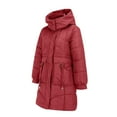 thumbnail image 4 of Breezora Women's Casual Longline Padded Coat Mid Waist Thick Thermal Cotton Blend European Style Winter Jacket M Size Red, 4 of 9