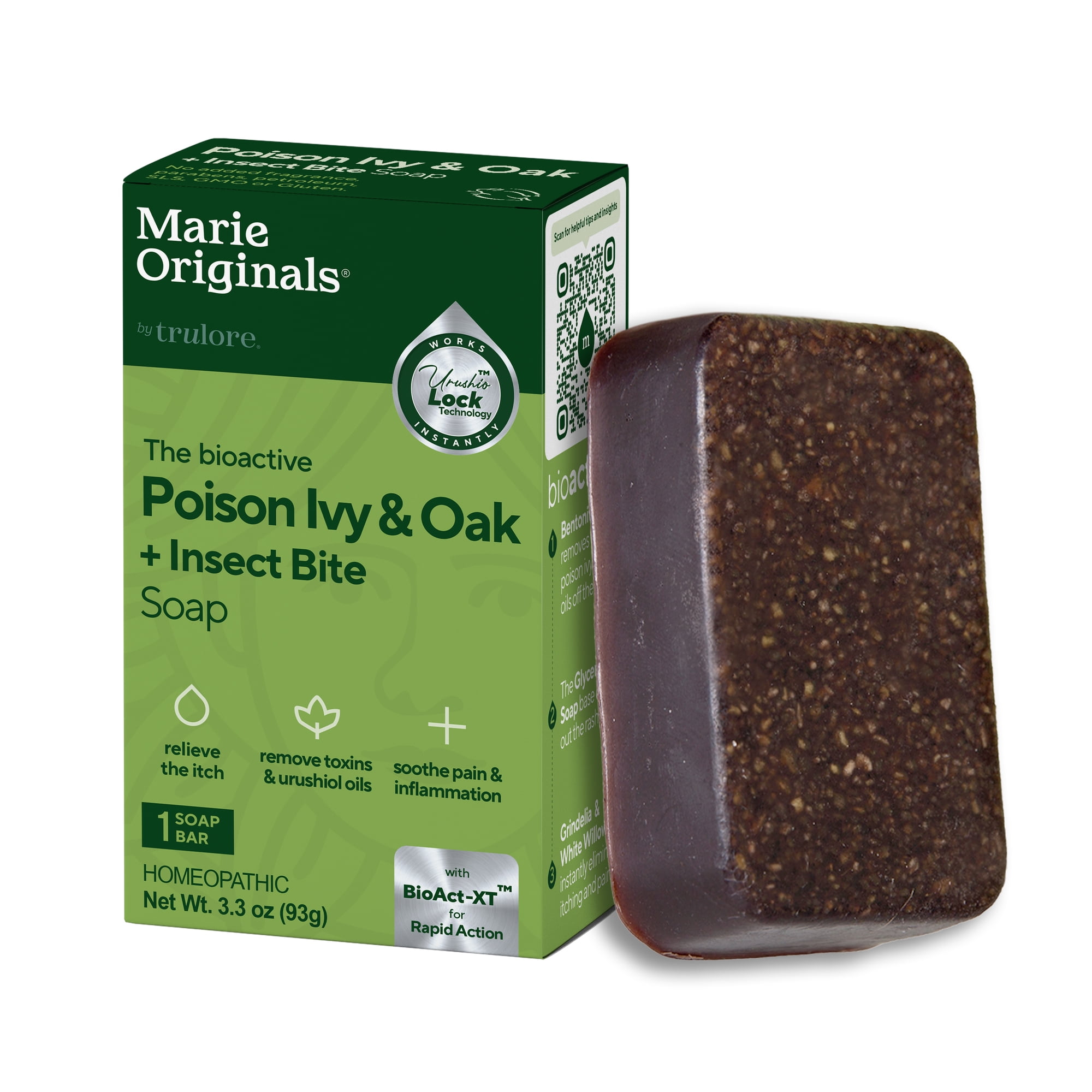 Marie Originals Poison Ivy & Oak Soap Bar | Natural Anti-Itch Cleanser for Poison Ivy, Sumac & Insect Bites | 3.3 oz