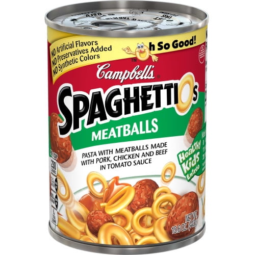 Campbell's SpaghettiOs Canned Pasta with Meatballs, 15.6 oz. Can ...