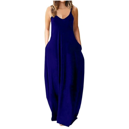 

Sweater Dress for Women Womens Dresses Women Fashion Sling Mid-waist V-neck Sleeveless Plain Color Slim Party Beach Long Dress on Clearance Summer Dresses Homecoming Dresses Blue S