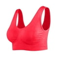 thumbnail image 4 of Workout Bra Women Fashion No Underwire Wireless Yoga Sports Bra V-Neck Back-Smoothing Bra Feature Hook and Eye Closure Longline Bra Style Y-180 , Red L, 4 of 5