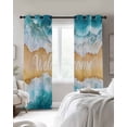 thumbnail image 4 of Coastal Beach Kitchen Curtains Modern Text Summer Ocean Wave Cafe Short Curtains for Bathroom Blackout Window Curtain Grommet Small Window Treatment Tier Drapes for Bedroom Living Room 52"x45"x2, 4 of 9