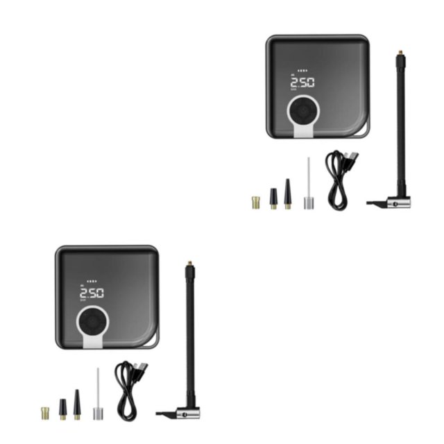 Youkk Fast Inflation Cordless Air Compressor With High Capacity Battery Detect Real-Time Pressure Silver 2Set