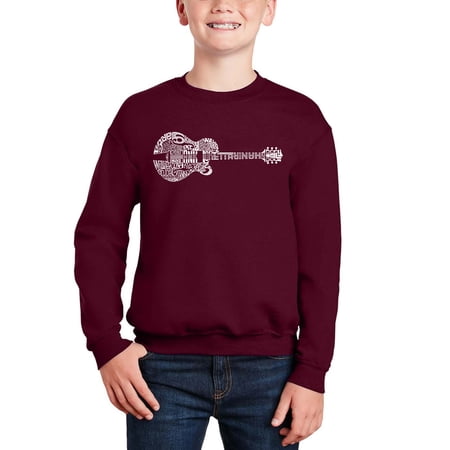 Country Guitar - Boy s Word Art Crewneck Sweatshirt