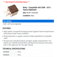 thumbnail image 2 of Relay - Compatible with 2008 - 2013 Toyota Highlander 2009 2010 2011 2012, 2 of 2