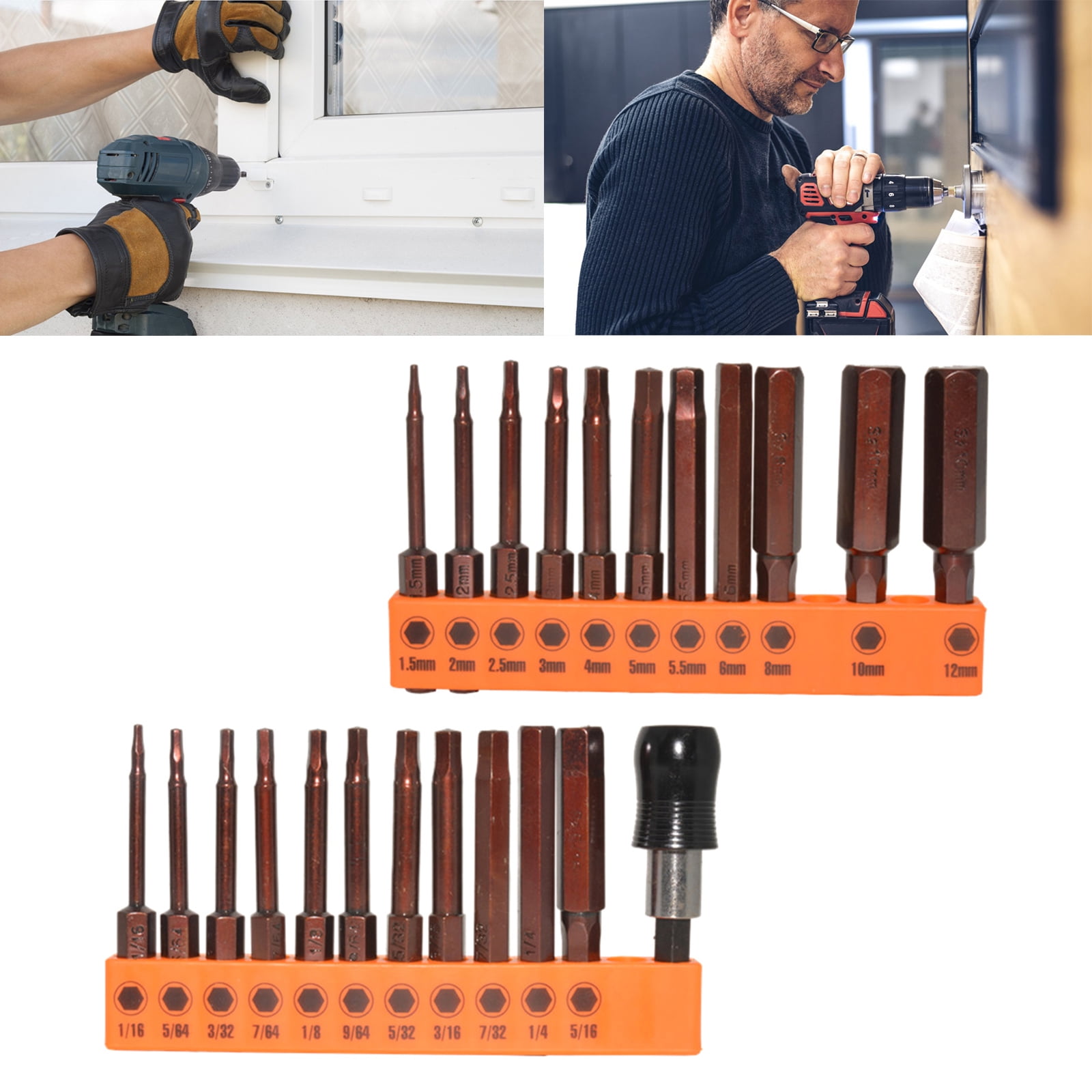 23Pcs/set Drill Bit Hex Head Steel Hex Bit Set 60mm Long Magnetic Screwdriver Bit Allen Wrenches Drill Bit Set