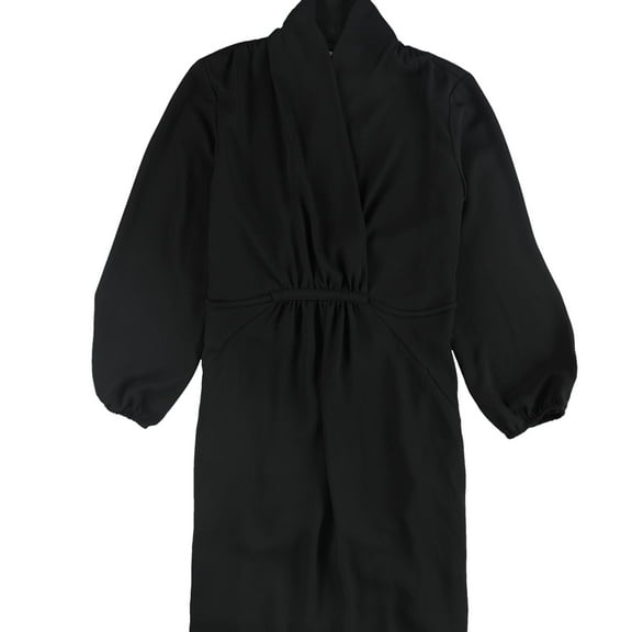 bar III Womens Solid Casual Surplice Dress, Black, X-Small