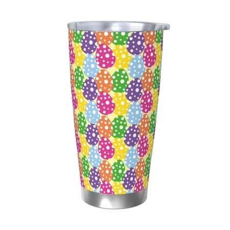

Gaeub Bright and colorful easter eggs Print 20-Ounce Stainless Steel Car Cup Tumblers Cups with Lids and Straw Coffee Cups for Adults Kids Home Car Office School Travel Party-Without Straw