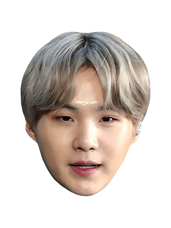 Suga (Silver) Celebrity Mask, Flat Card Face, Fancy Dress Mask