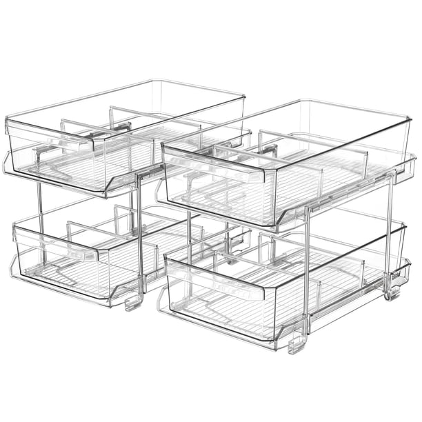 Set organizador transparente de 2 niveles con separadores para armario/mostrador