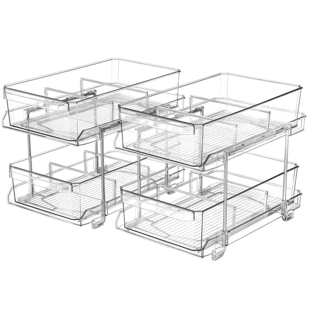 Set organizador transparente de 2 niveles con separadores para armario/mostrador