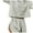 Grey, variant on Womens Pajama Set, Side Split Shorts with Striped Top , Womens Two Piece Striped Print Pajamas Set Grey, M