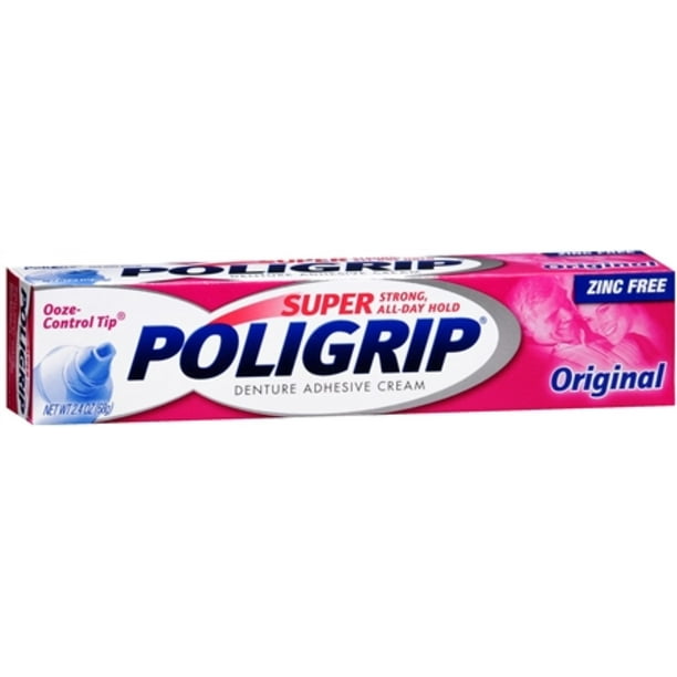 SUPER POLIGRIP Denture Adhesive Cream Original 2.40 oz (Pack of 2