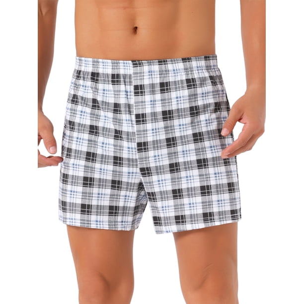 Pantalones cortos de cuadros para hombres con cinturilla elástica clásica Inspire Chic para el Día del Padre 30 Negro Blanco