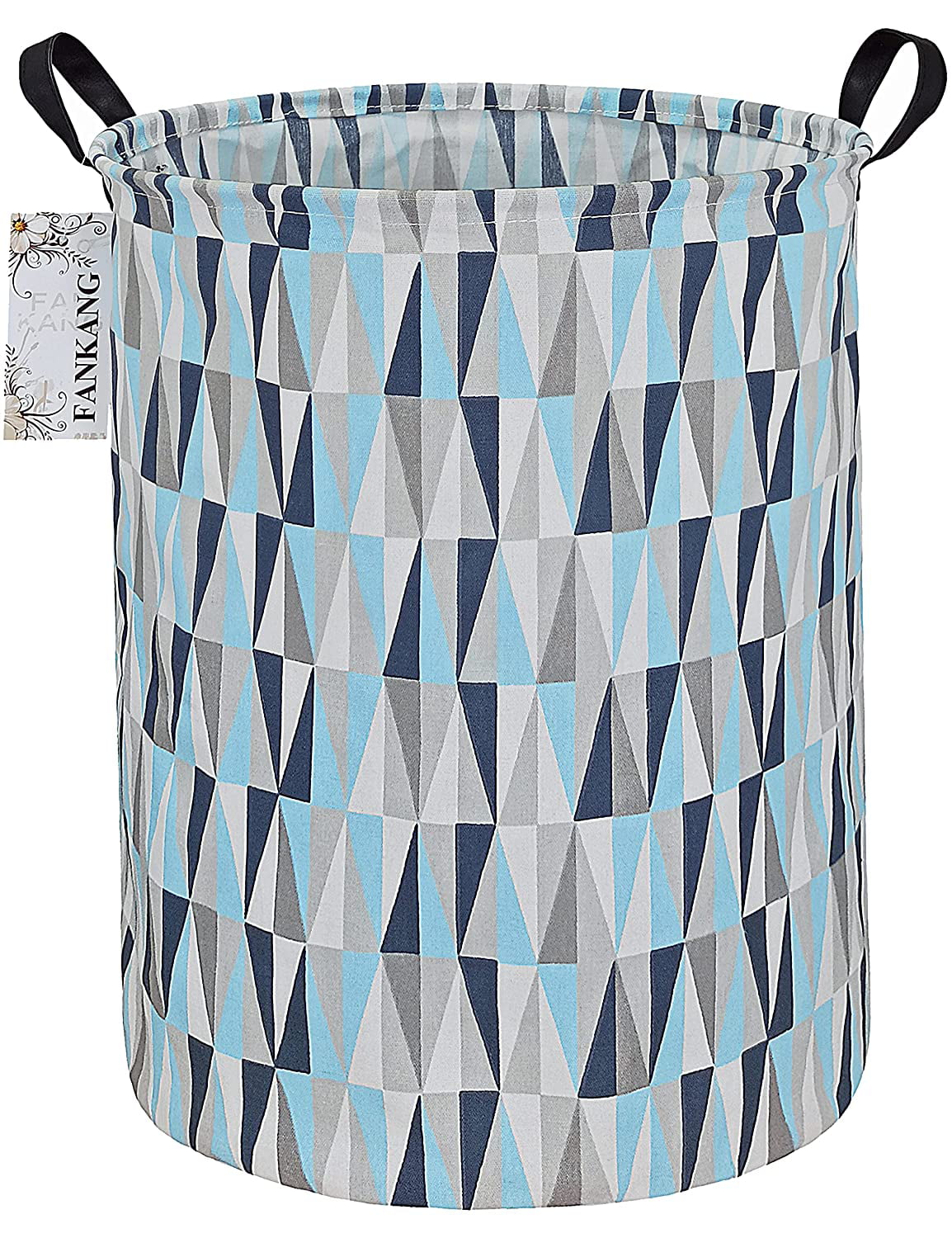 Grey Triangle Large Size Laundry Hamper Storage Basket with Waterproof of Coating Canvas Fabric Kids Storage Bins 