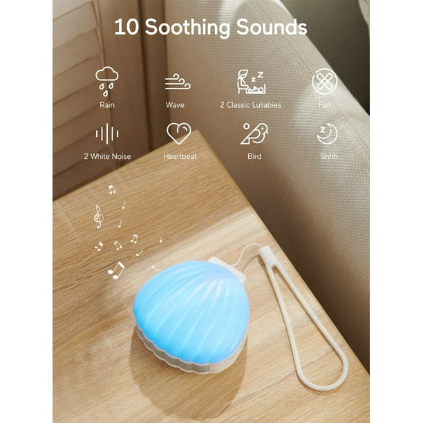 Momcozy Machine vocale portable, petite machine à bruit blanc Shell avec  détection des pleurs, 10 sons apaisants, veilleuse, recharge USB 