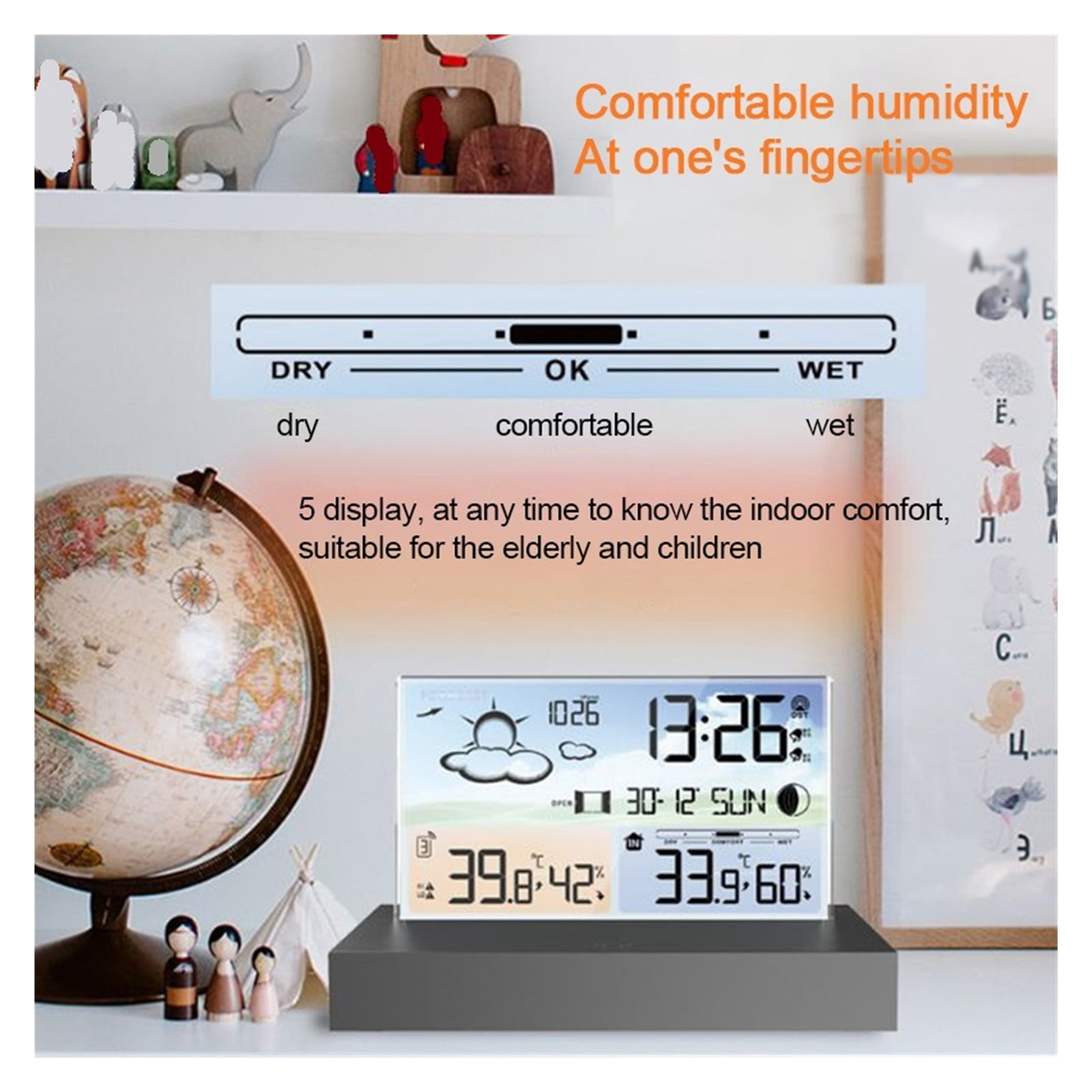 Multifunctional Digital Weather Station Weather Forecast Alarm Clock Indoor Outdoor Temperature ,Weather Forecast